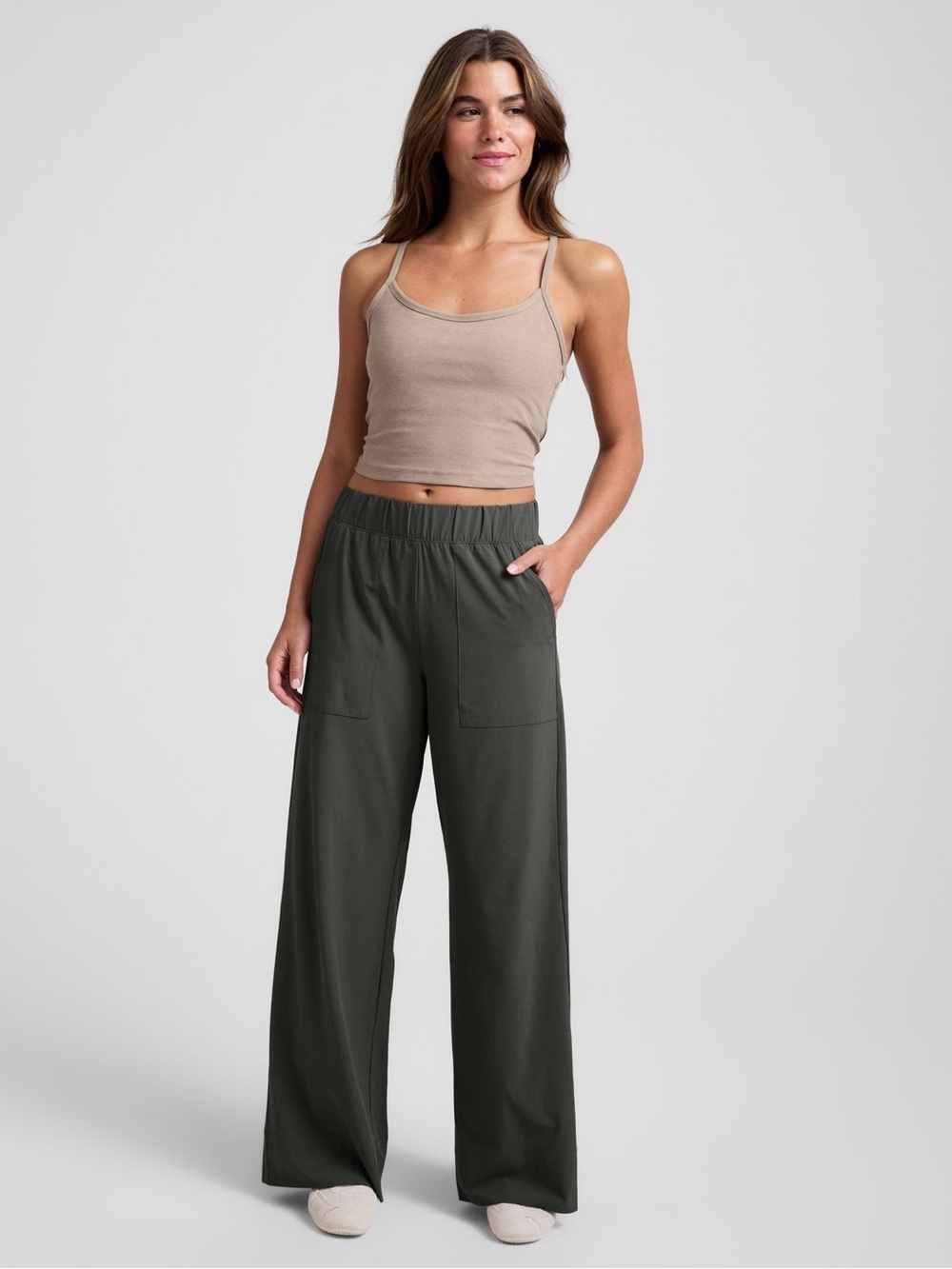 Beyond Yoga Easy Wide Leg 29" Pant Slate Green XS Short NWT